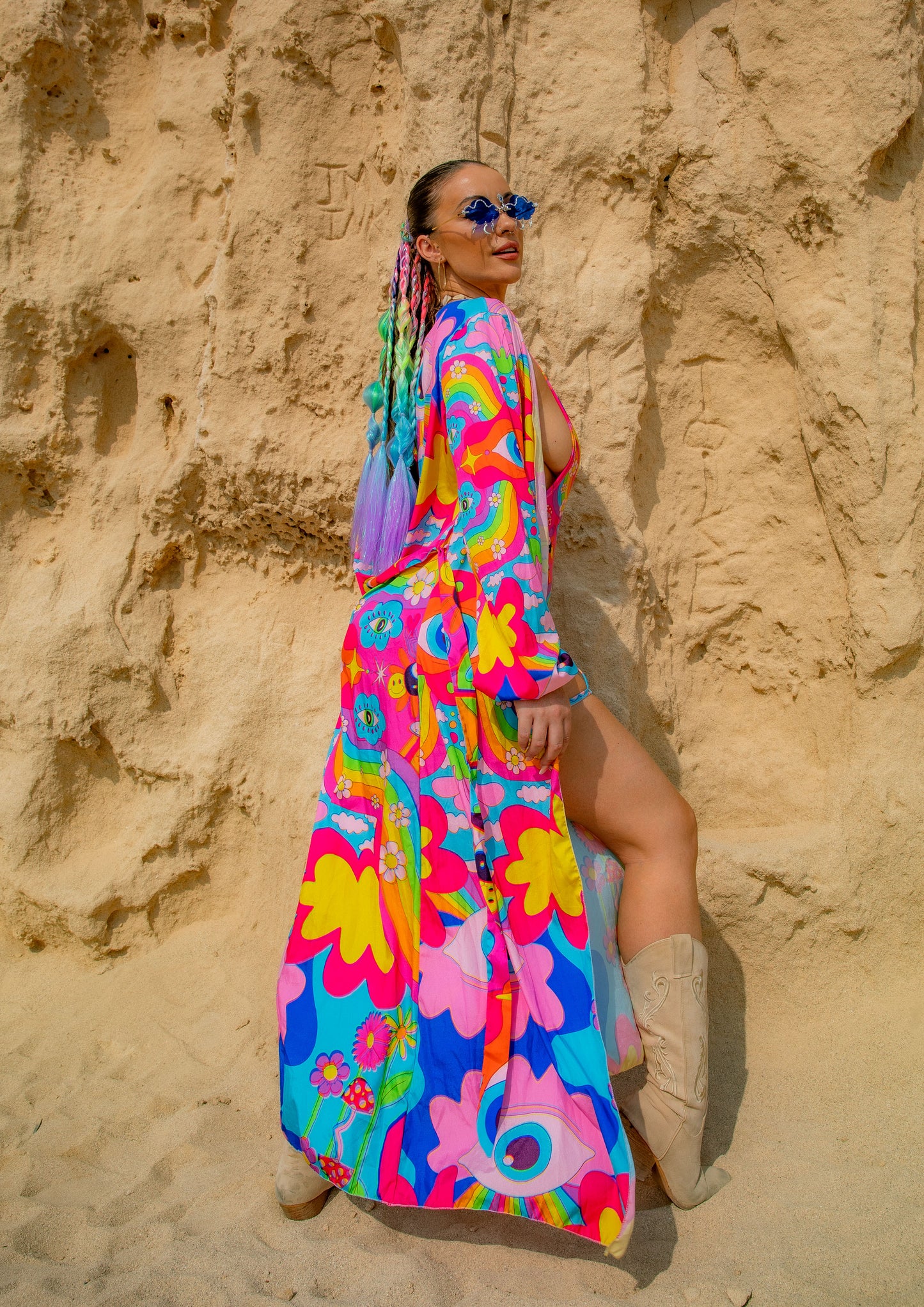 Cosmic Gaze Maxi Chiffon Kimono Style Jacket