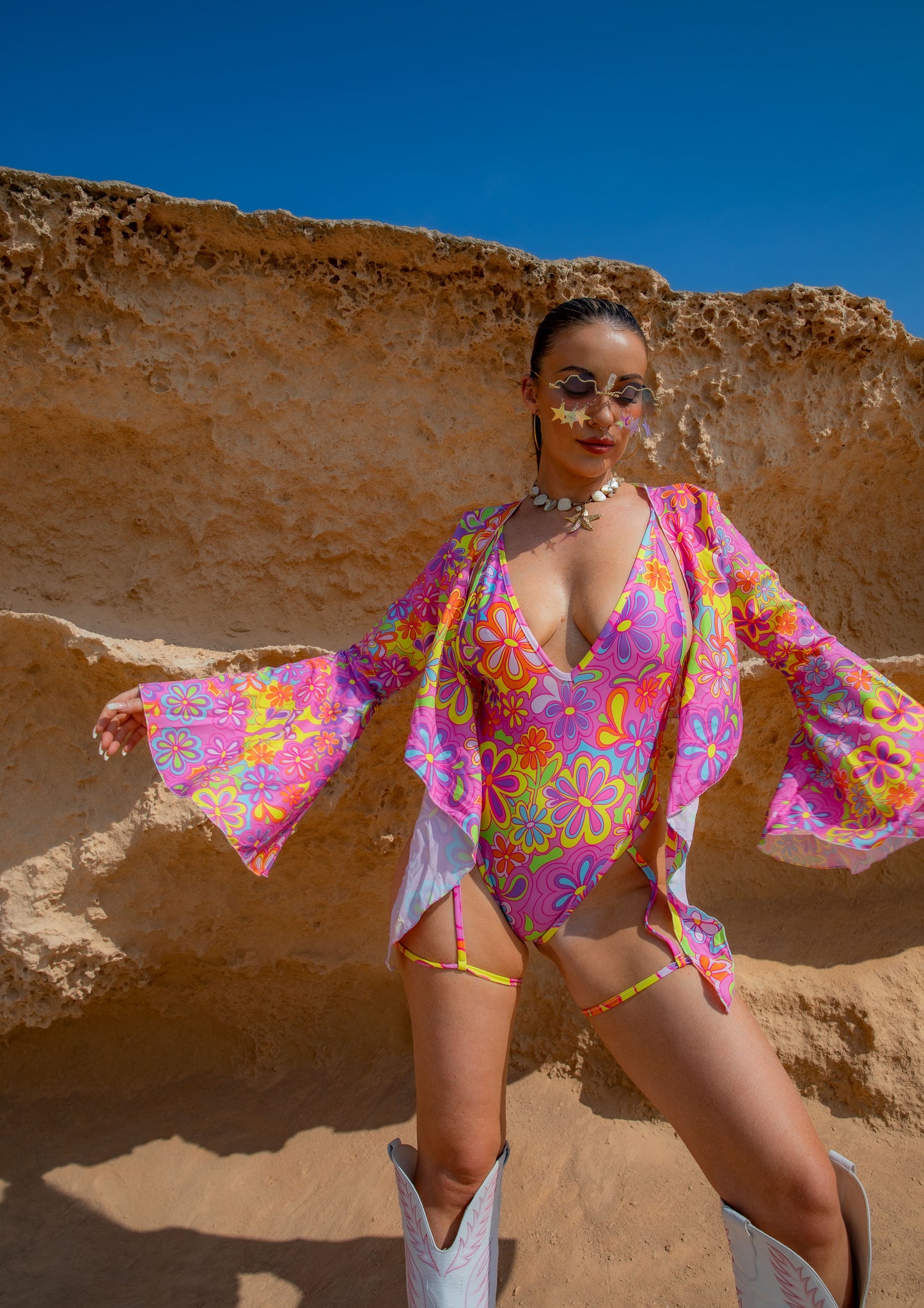 Groovy Bloom Garter One-Piece Swimsuit