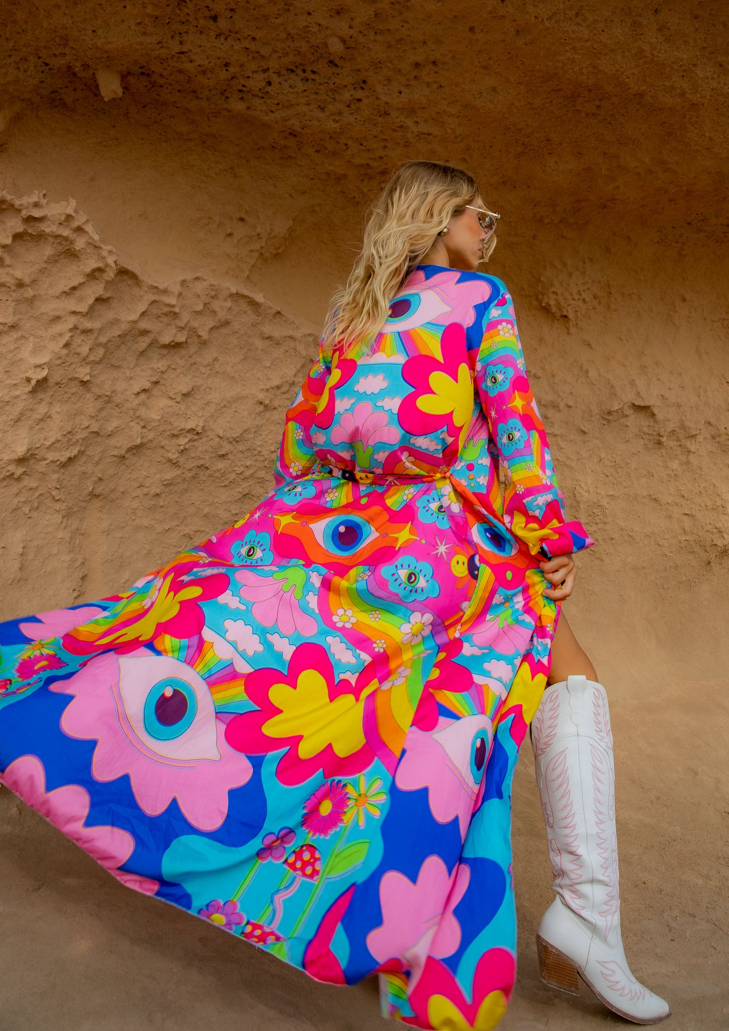 Cosmic Gaze Maxi Chiffon Kimono Style Jacket