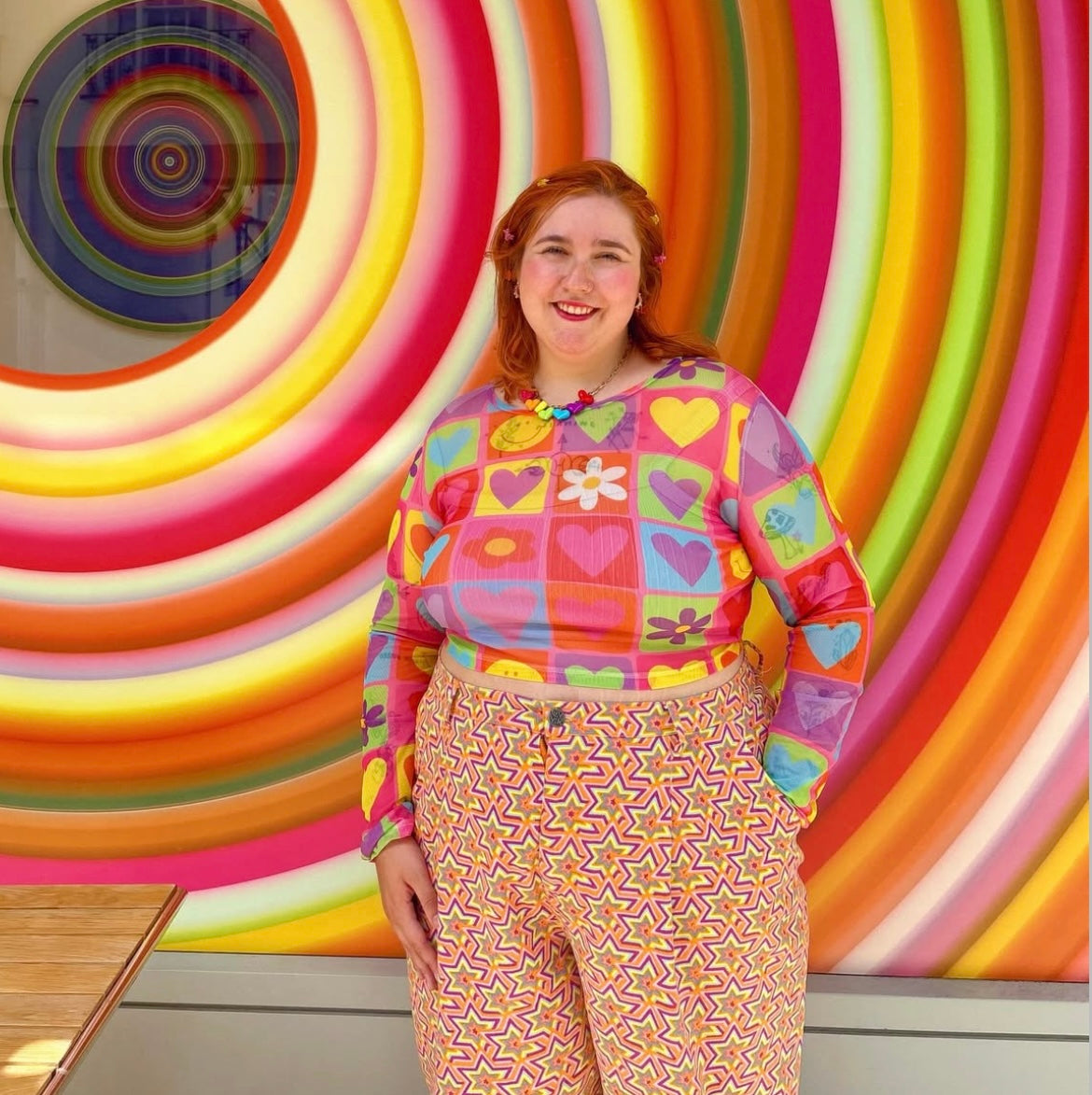 Happy Daze Mesh Long Sleeve Crop Top