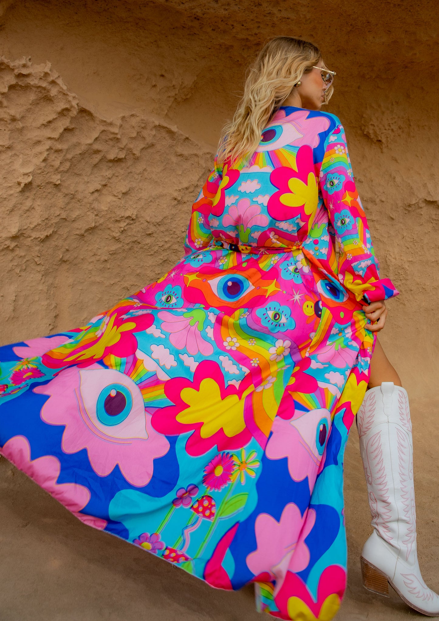 Cosmic Gaze Maxi Chiffon Kimono Style Jacket