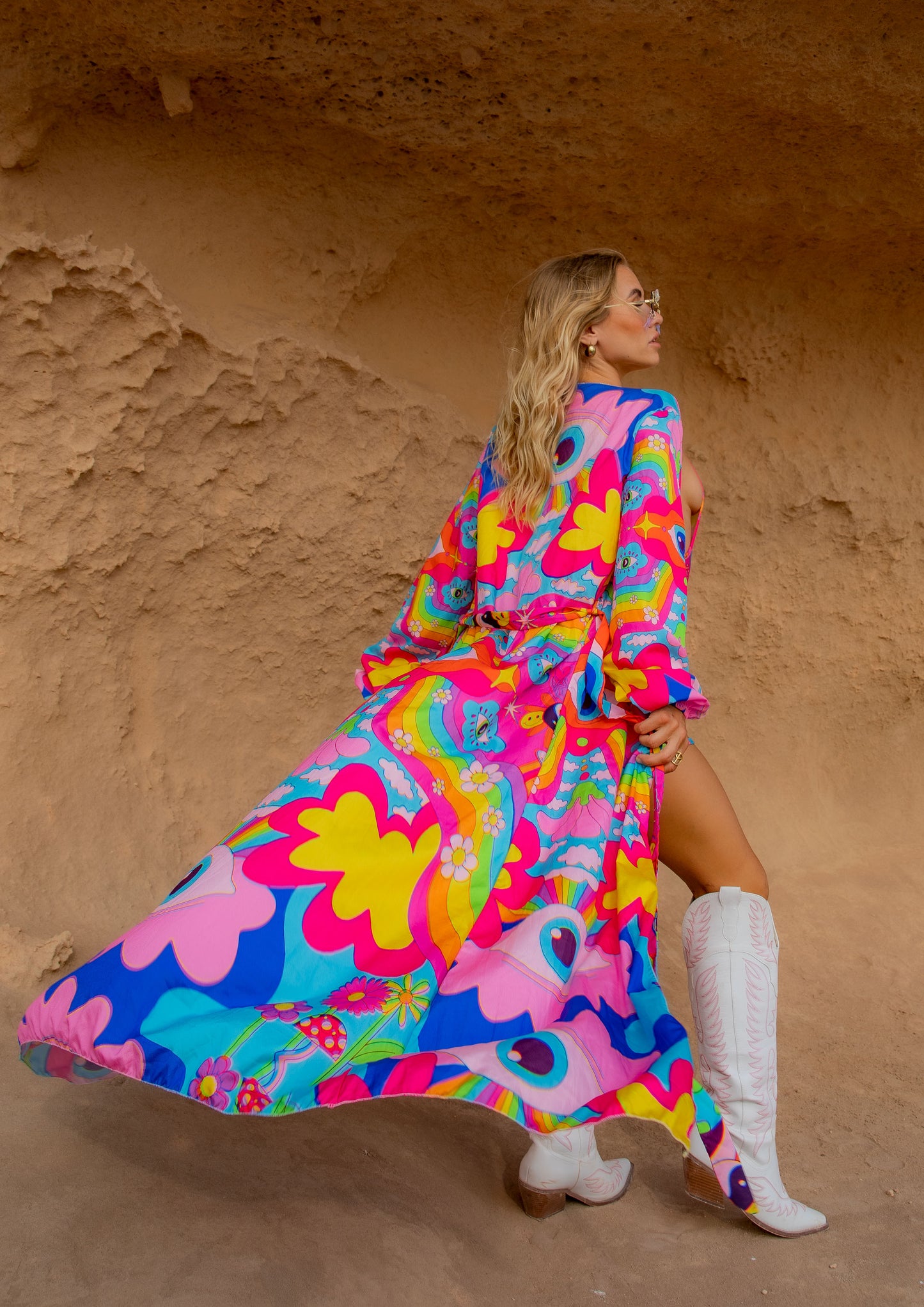 Cosmic Gaze Maxi Chiffon Kimono Style Jacket