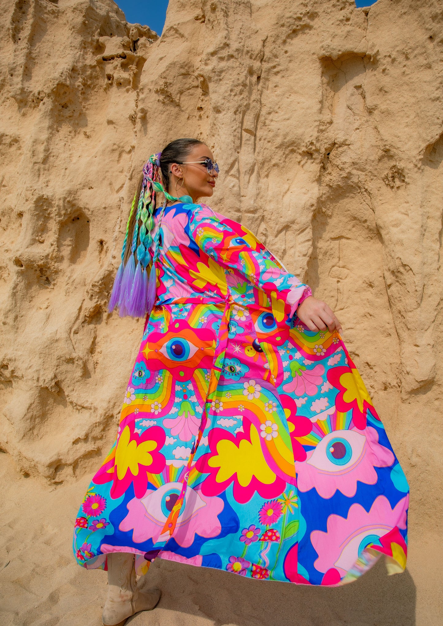 Cosmic Gaze Maxi Chiffon Kimono Style Jacket