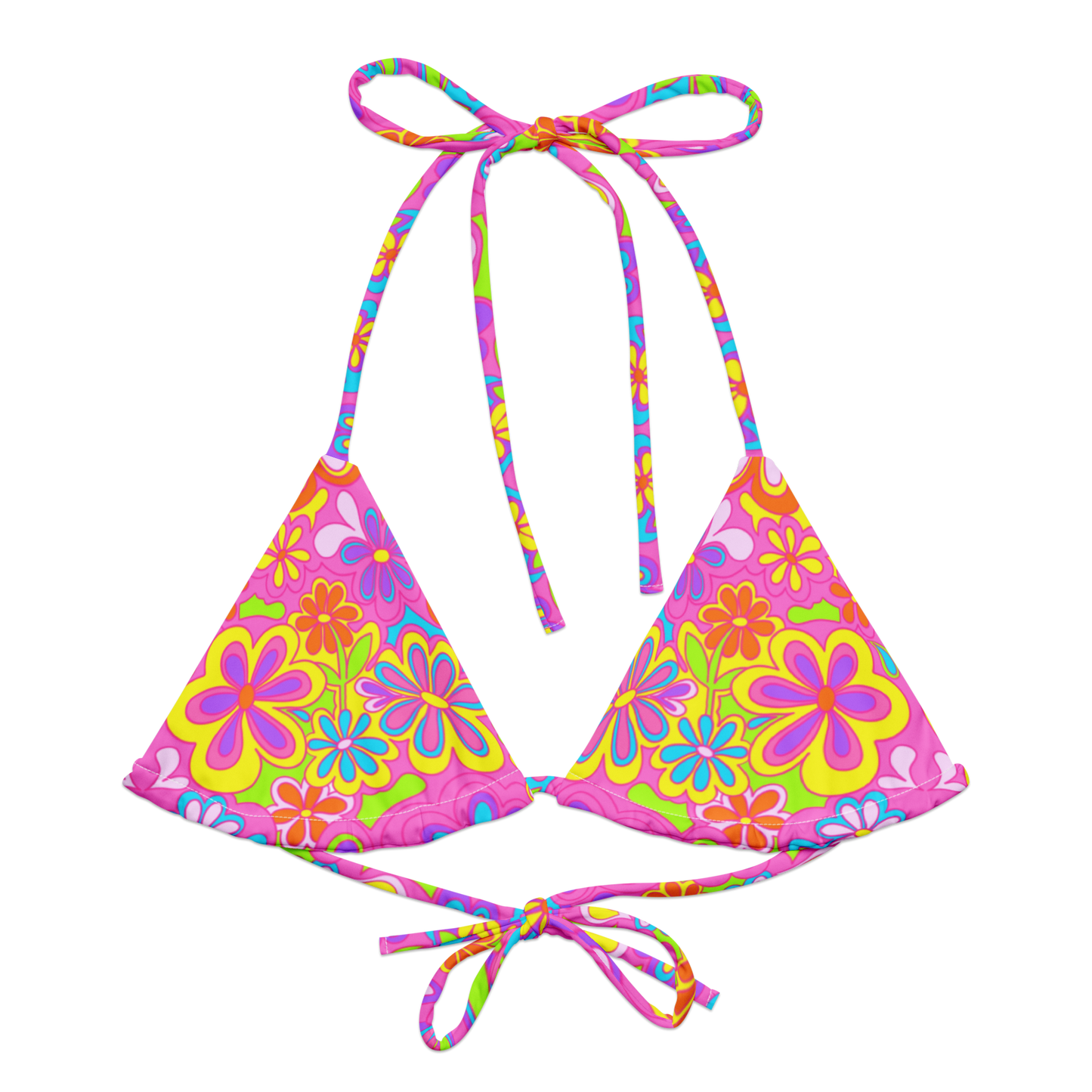 Groovy Bloom Triangle Bikini Top