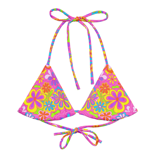 Groovy Bloom Triangle Bikini Top