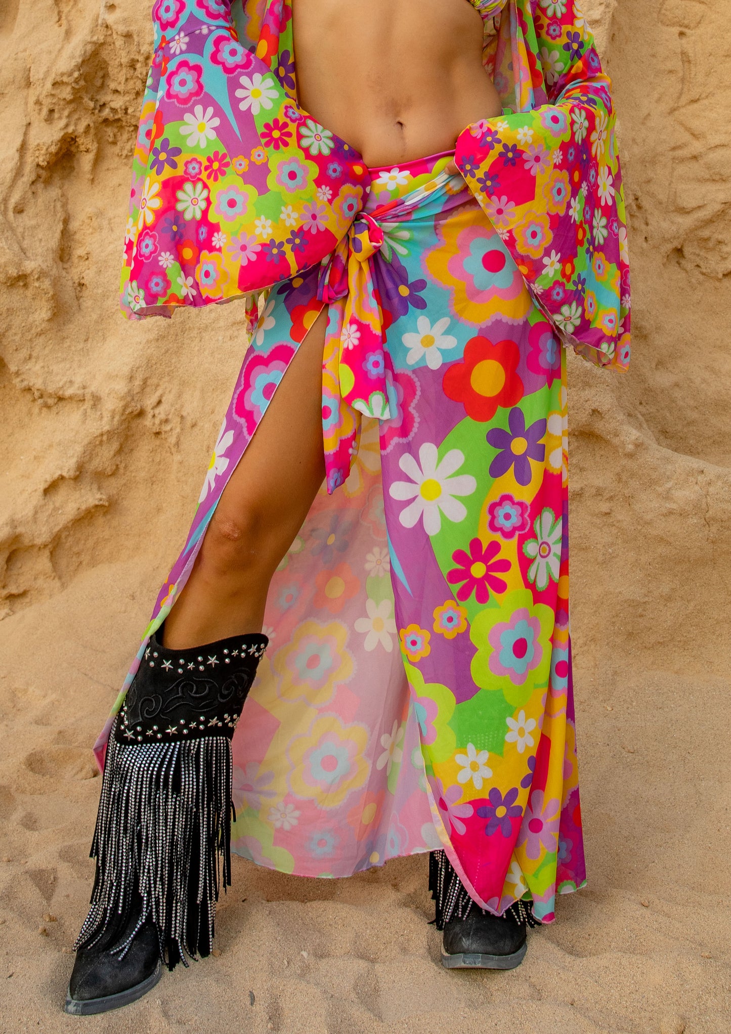 Disco Daisy Long Mesh Wrap Skirt Sarong
