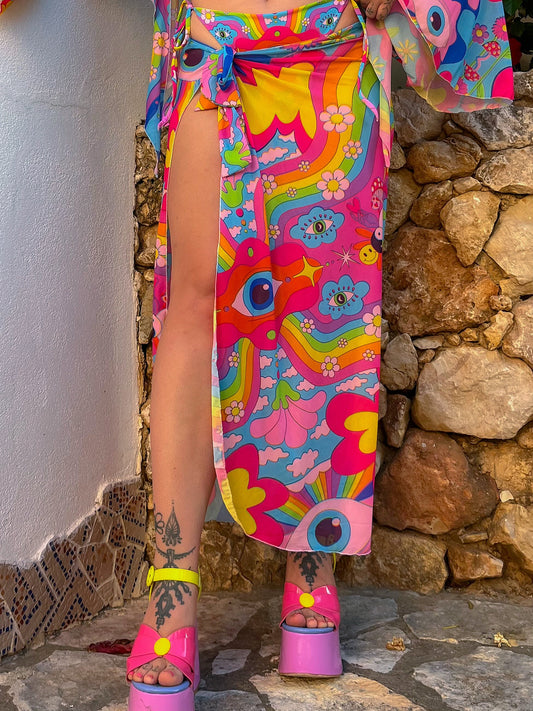 Cosmic Gaze Long Mesh Wrap Skirt Sarong
