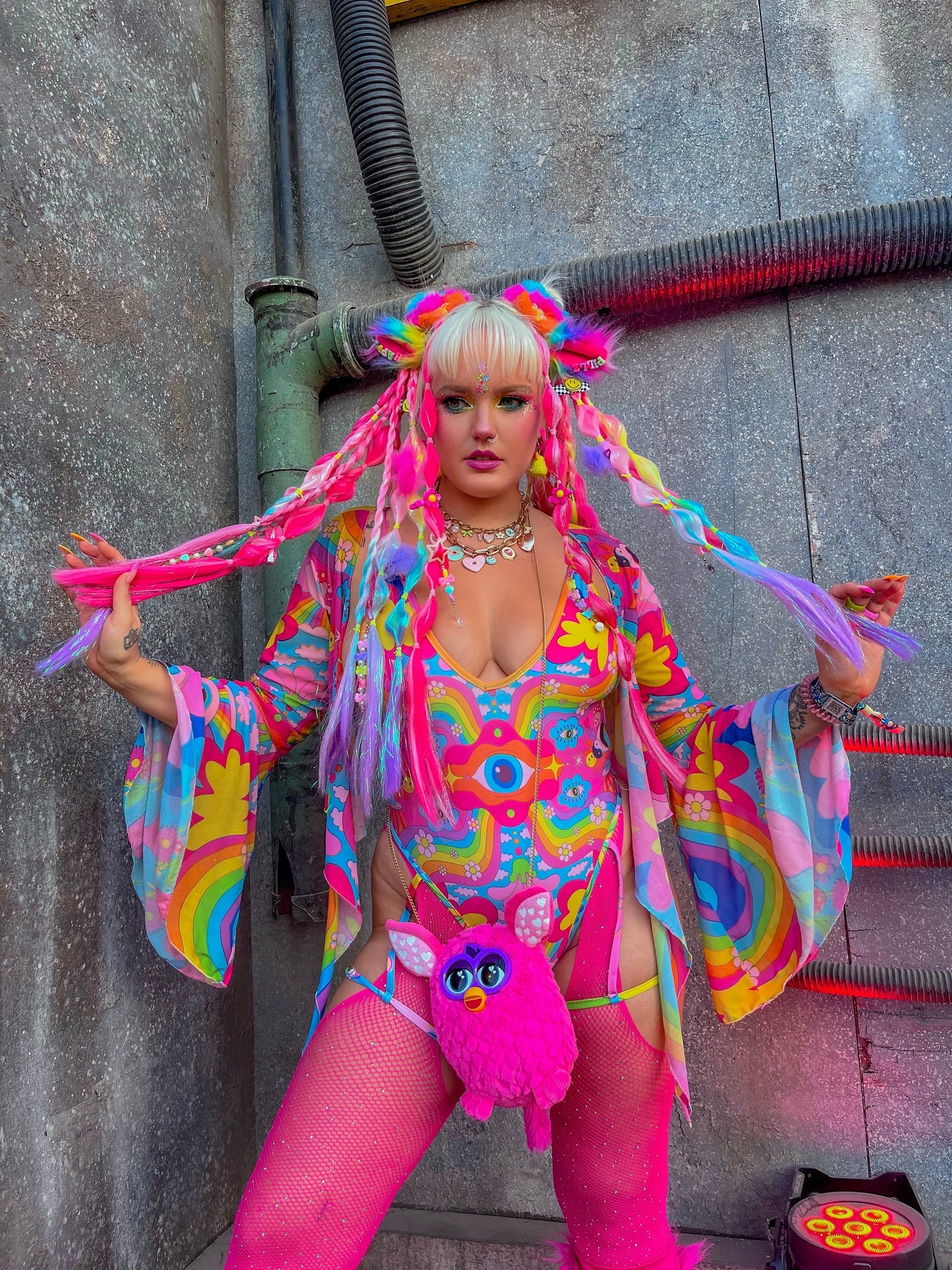 Cosmic Gaze Garter One-Piece Swimsuit