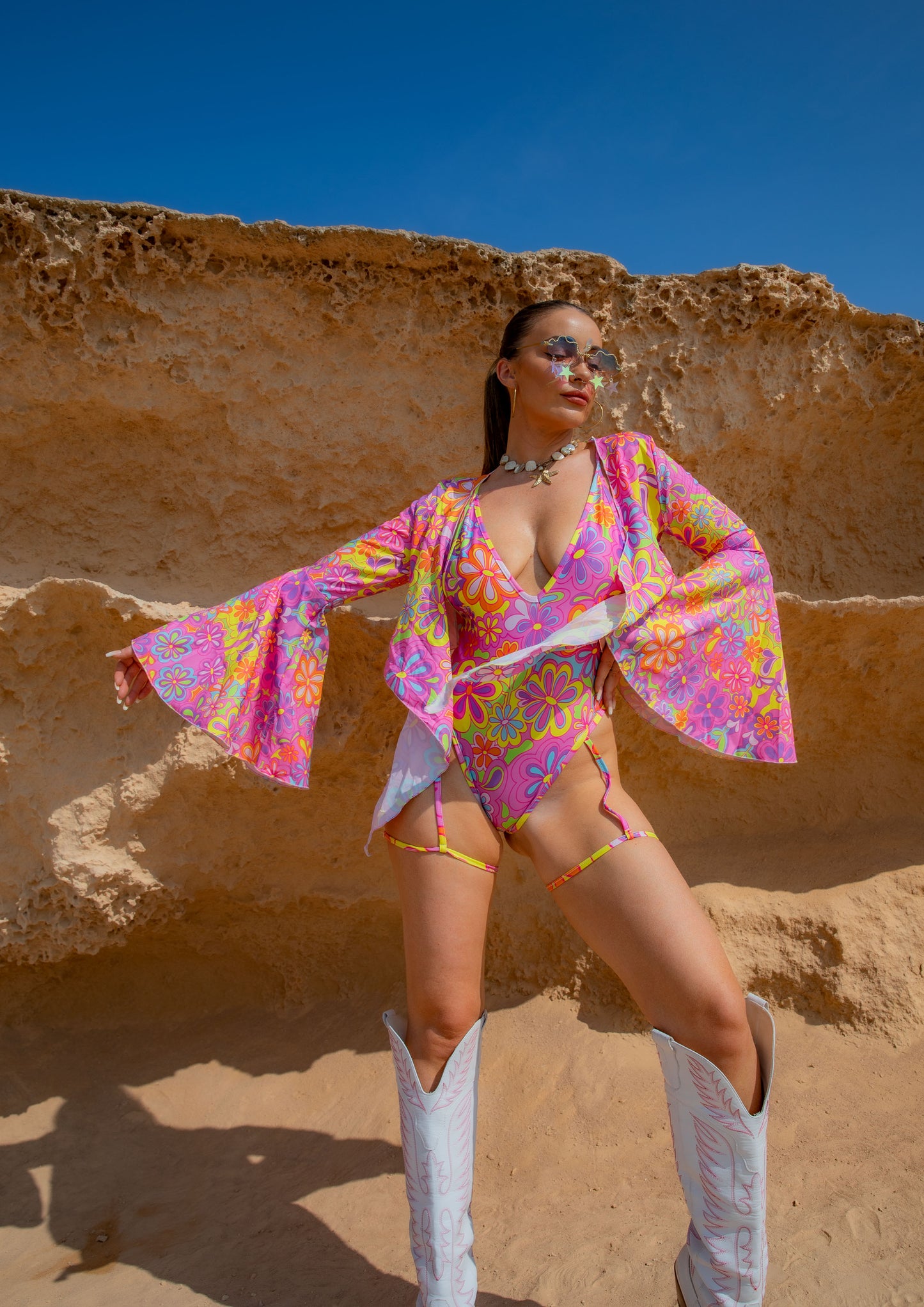 Groovy Bloom Garter One-Piece Swimsuit