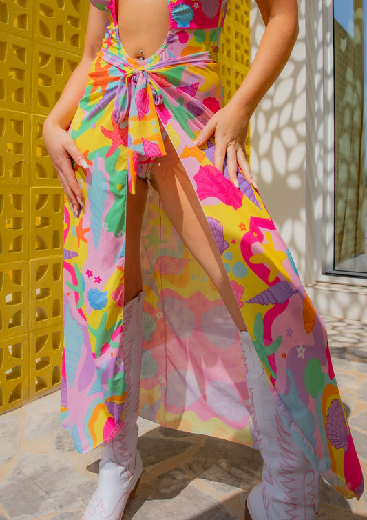 Rainbow Reef Long Mesh Wrap Skirt Sarong