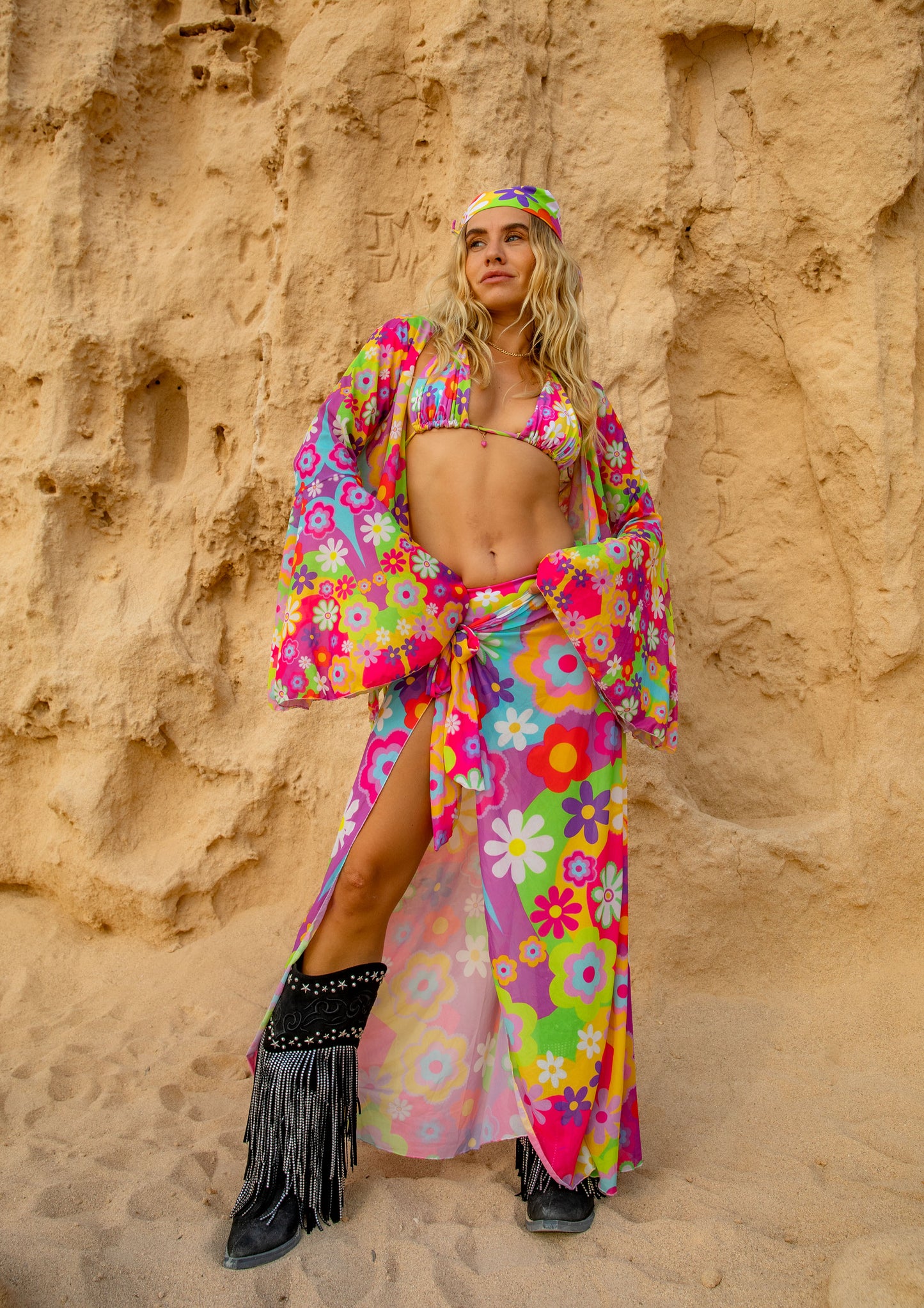 Disco Daisy Long Mesh Wrap Skirt Sarong