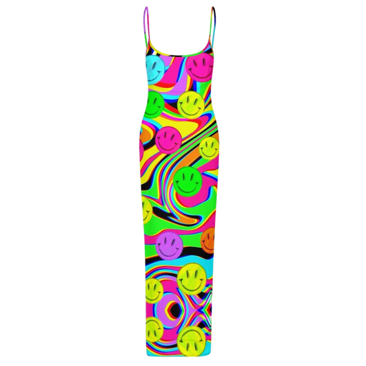 Trippy Drip Mesh Midi Dress