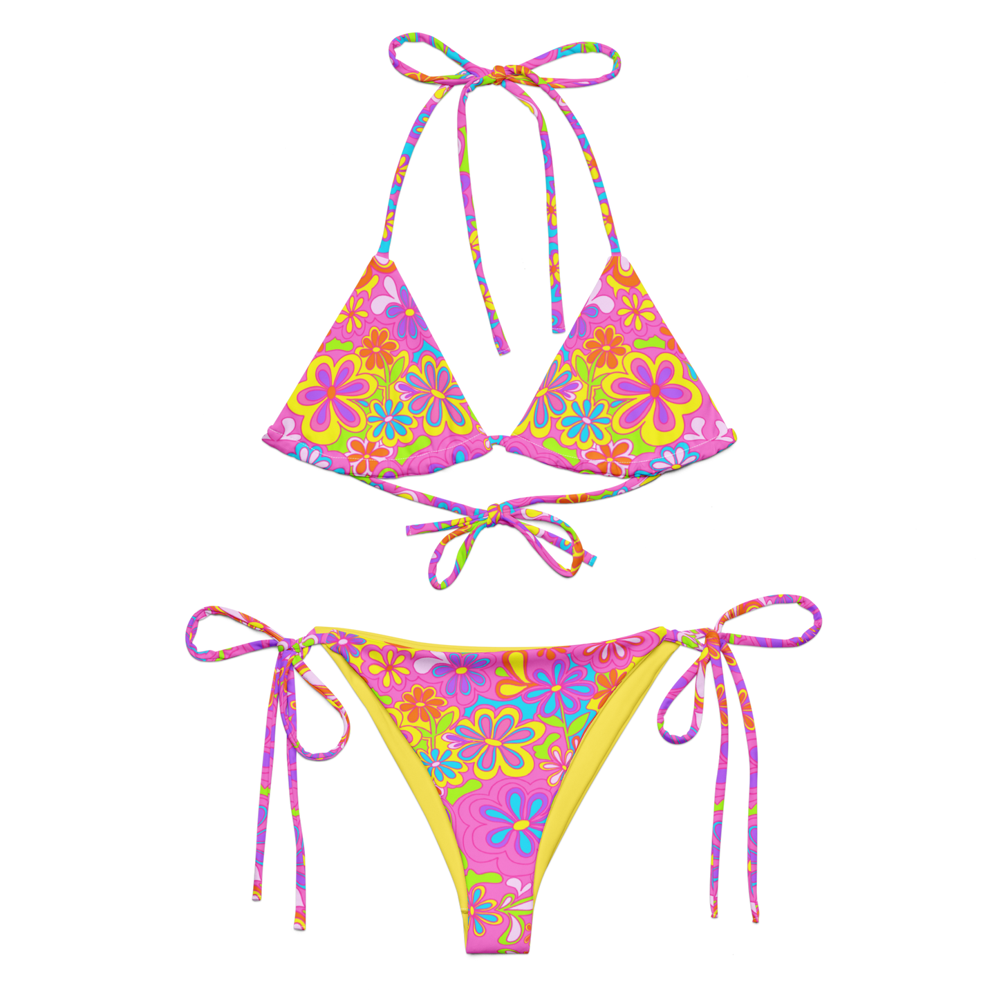 Groovy Bloom Triangle Bikini Set